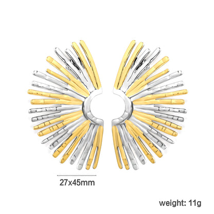 Wholesale Waterproof Two-Tone Sculpted Radial Wing Ear Clips for Non-Pierced Ears