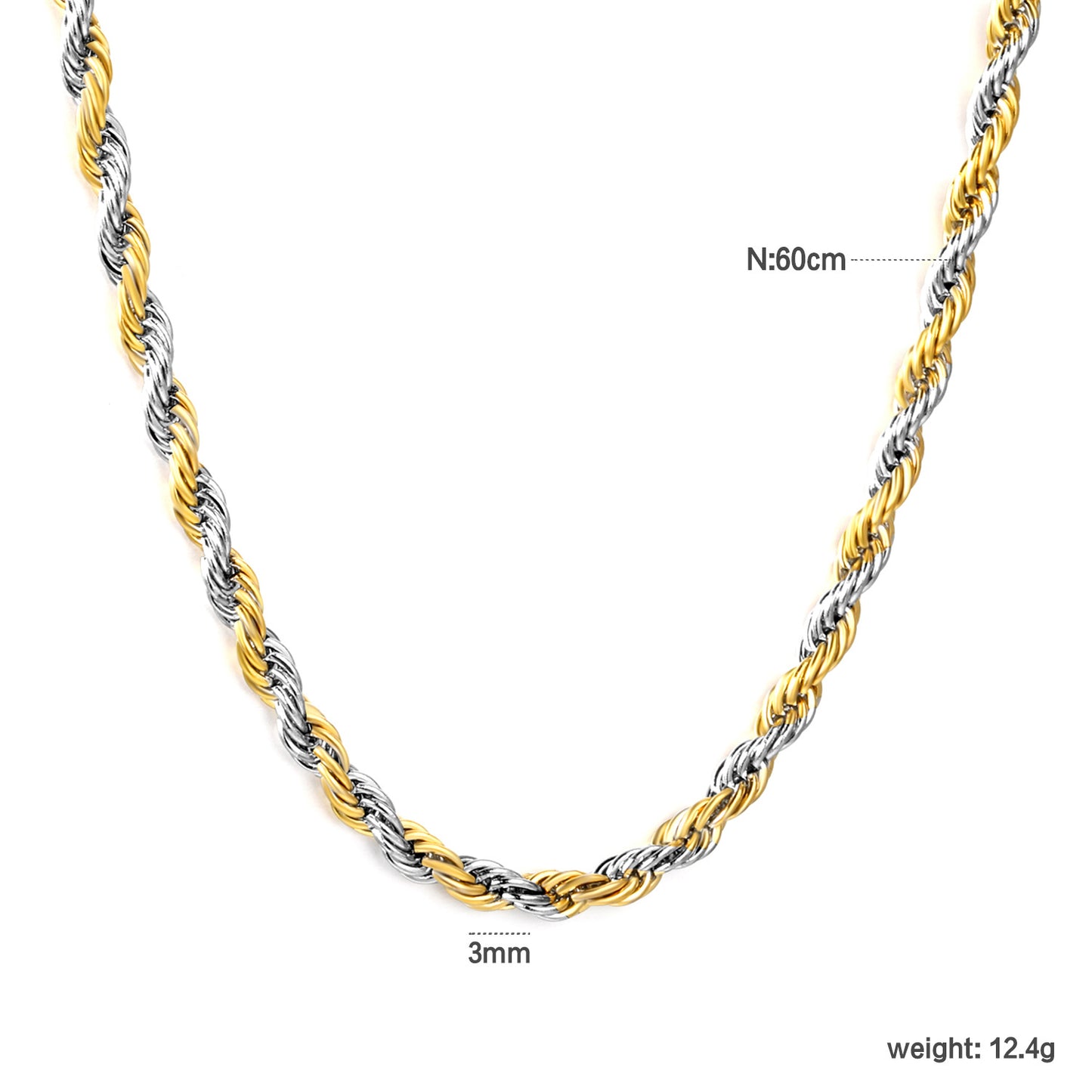Bulk PVD Gold & Silver Two-Tone Twisted Wire Link Chain