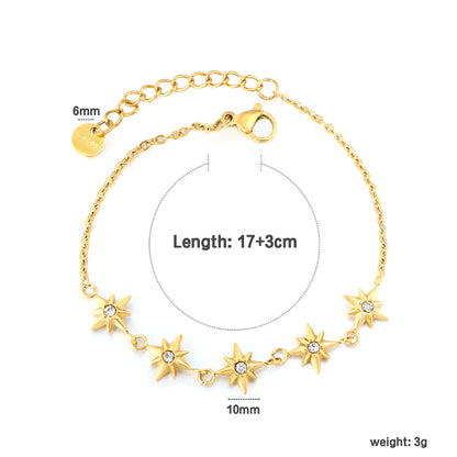 Wholesale Waterproof PVD Gold Relief-Textured 8-Point Star Bracelet