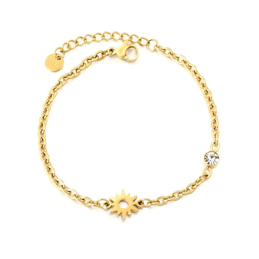 Wholesale 304L Stainless Steel Starburst Pendant Bracelet Gold