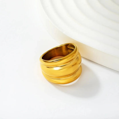 Factory 304L Steel Two-Tone Ring Three-Tier Dome Band for Men Women