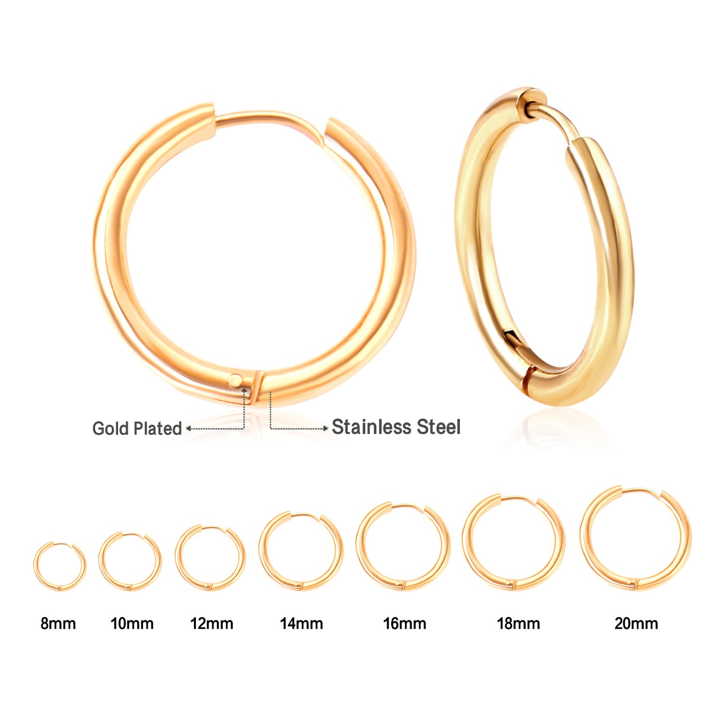 Wholesale Stainless Steel Hoop Earrings Multiple Colors Hypoallergenic