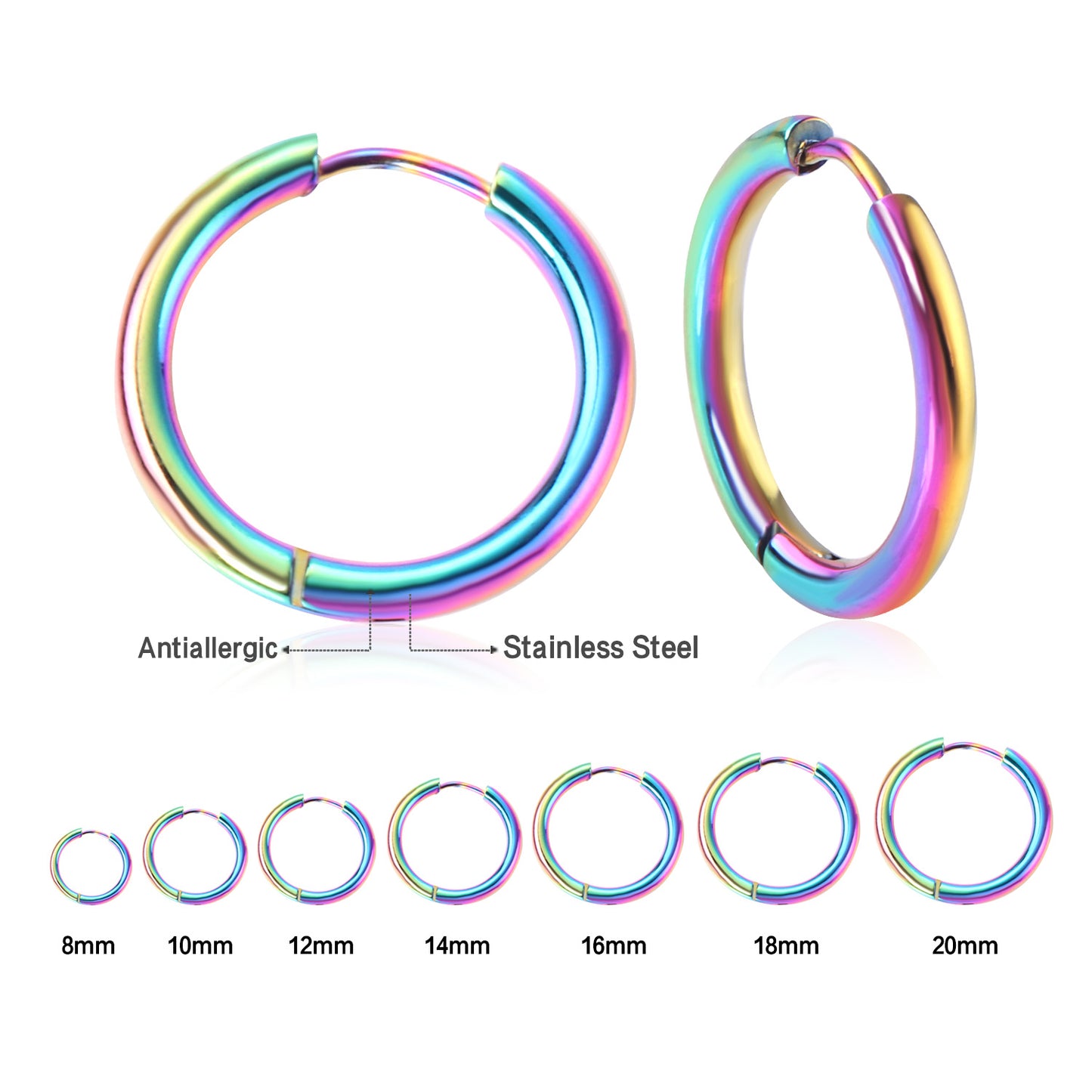 Wholesale Stainless Steel Hoop Earrings Multiple Colors Hypoallergenic