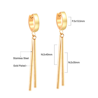 Bulk 18K Gold Long Bar Stud Earrings Hypoallergenic