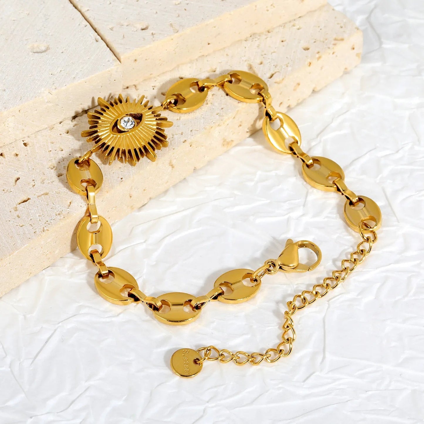 Bohemian Evil Eye Bracelet | Waterproof Zircon Sunflower Chain