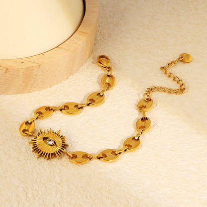 Bohemian Evil Eye Bracelet | Waterproof Zircon Sunflower Chain