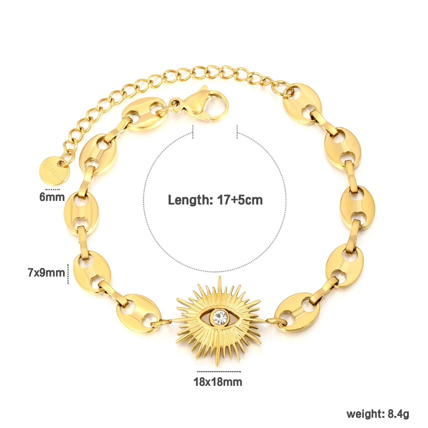 Bohemian Evil Eye Bracelet | Waterproof Zircon Sunflower Chain
