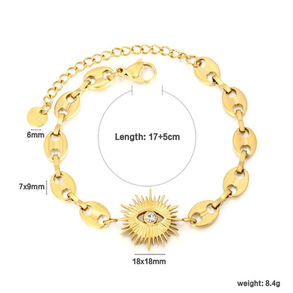 Bohemian Evil Eye Bracelet | Waterproof Zircon Sunflower Chain