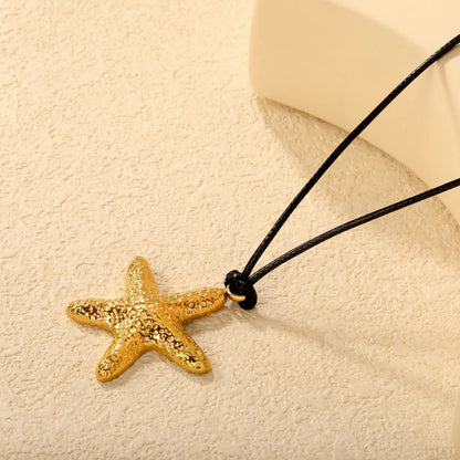 Bulk 60+5cm Black Leather Cord Starfish Jewelry Factory