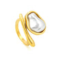 Bulk Natural Pearl Twist Ring 304L Steel Gold Plated 13mm Face Hypoallergenic