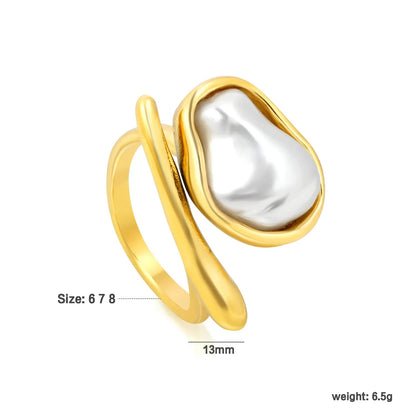 Bulk Natural Pearl Twist Ring 304L Steel Gold Plated 13mm Face Hypoallergenic