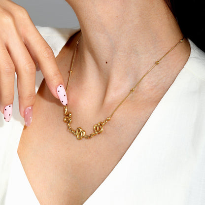 Bulk PVD Gold 12x20mm S-Shape Snake Pendant Necklace Supplier