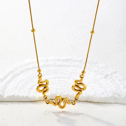 Bulk PVD Gold 12x20mm S-Shape Snake Pendant Necklace Supplier