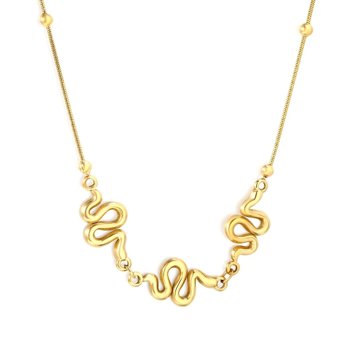 Bulk PVD Gold 12x20mm S-Shape Snake Pendant Necklace Supplier