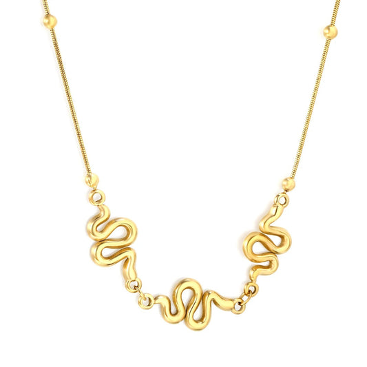 Bulk PVD Gold 12x20mm S-Shape Snake Pendant Necklace Supplier