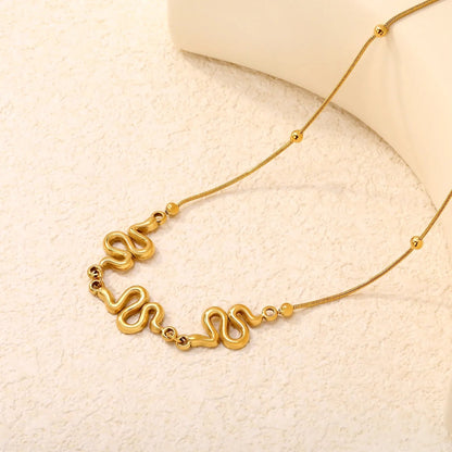 Bulk PVD Gold 12x20mm S-Shape Snake Pendant Necklace Supplier