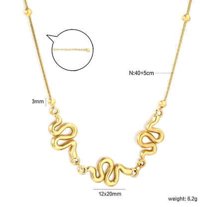 Bulk PVD Gold 12x20mm S-Shape Snake Pendant Necklace Supplier