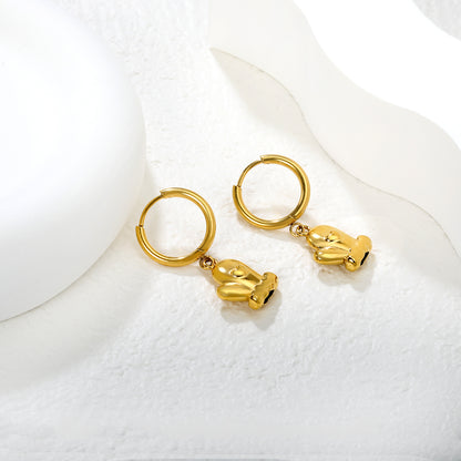 Bulk PVD Gold Glove Charm Hoop Earrings Waterproof Tarnish-Free