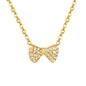Bulk PVD Gold Stainless Steel 11x7mm Zircon Bow Necklace