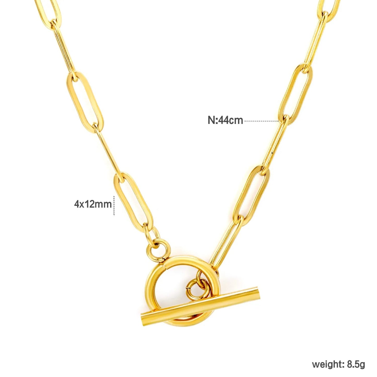 Bulk PVD Gold Stainless Steel 44cm OT Toggle Necklace Factory