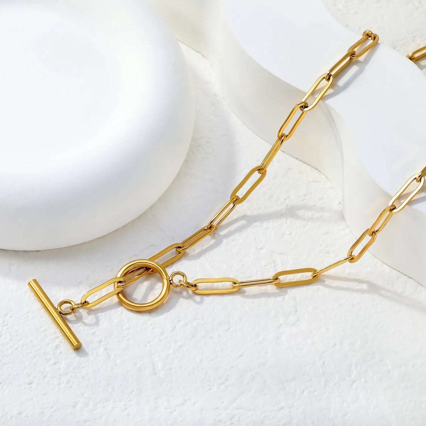 Bulk PVD Gold Stainless Steel 44cm OT Toggle Necklace Factory