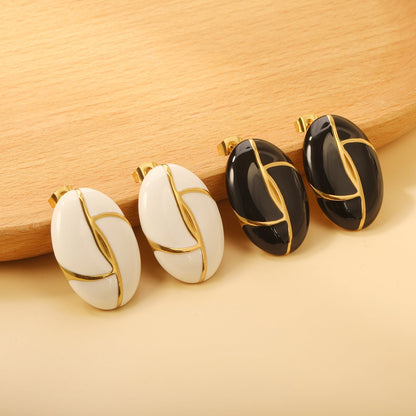 Bulk PVD Gold Stainless Steel French Checkered Enamel Jewelry
