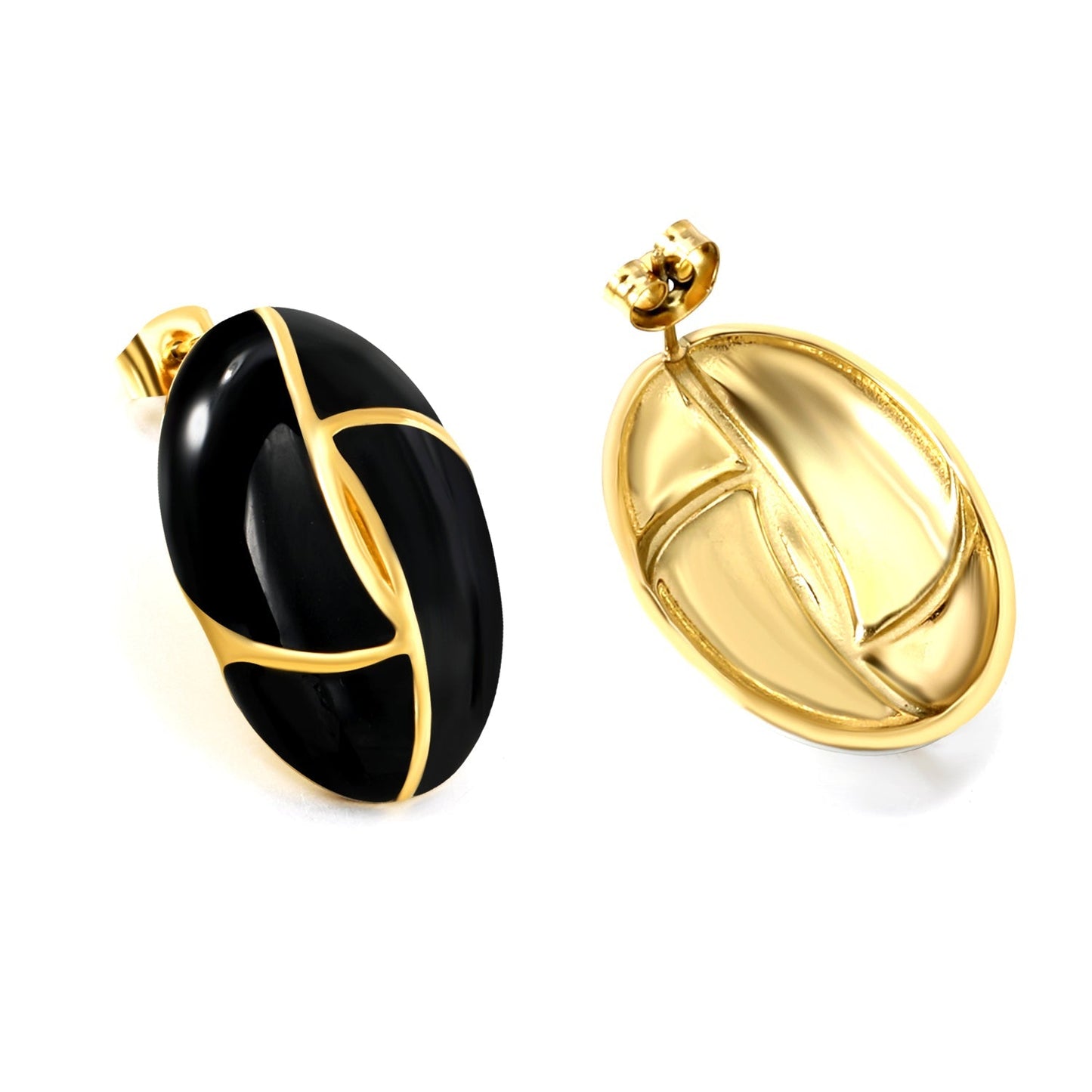 Bulk PVD Gold Stainless Steel French Checkered Enamel Jewelry