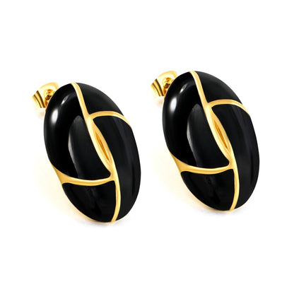 Bulk PVD Gold Stainless Steel French Checkered Enamel Jewelry