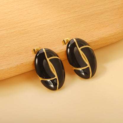 Bulk PVD Gold Stainless Steel French Checkered Enamel Jewelry