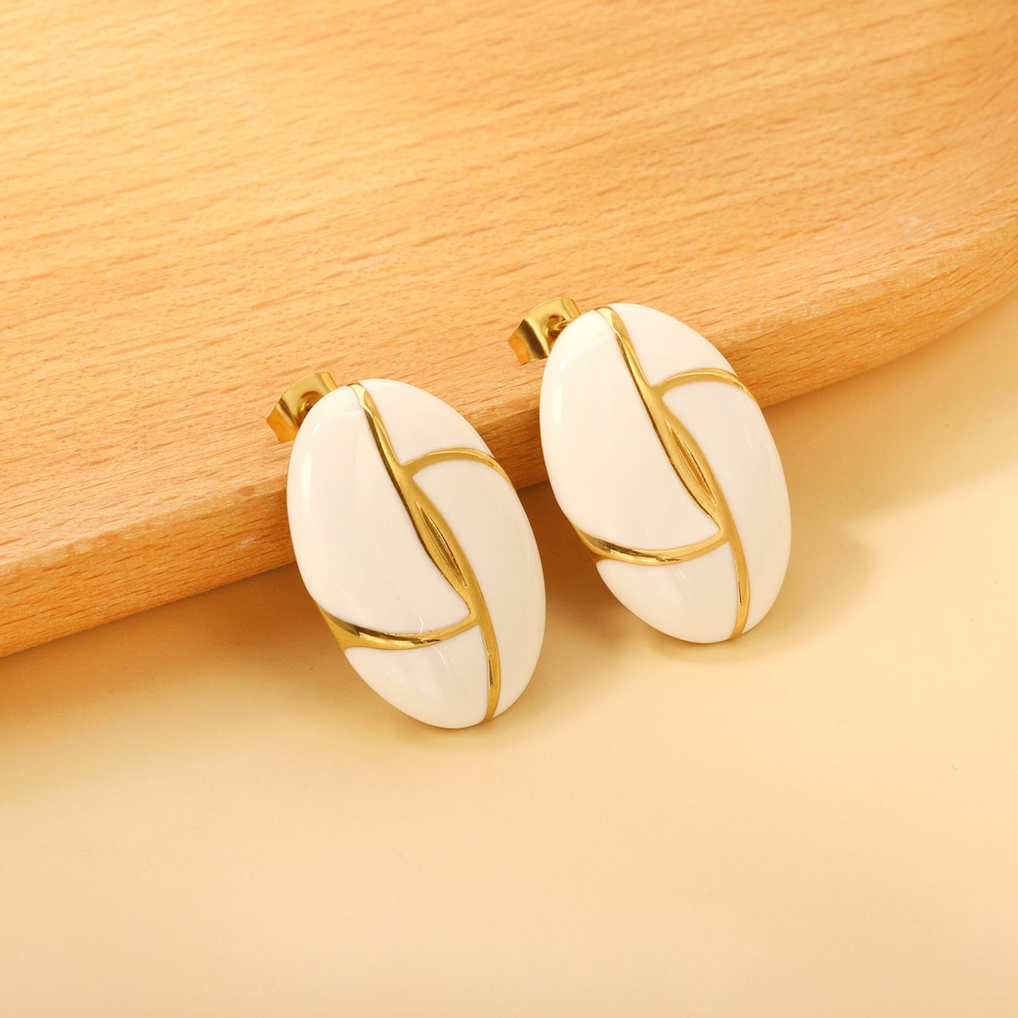 Bulk PVD Gold Stainless Steel French Checkered Enamel Jewelry