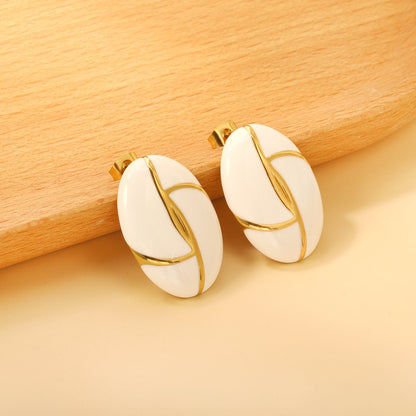 Bulk PVD Gold Stainless Steel French Checkered Enamel Jewelry