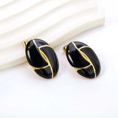 Bulk PVD Gold Stainless Steel French Checkered Enamel Jewelry