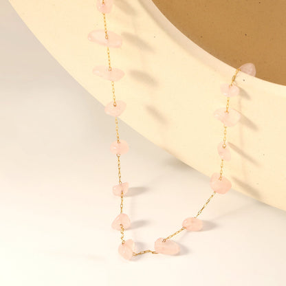Bulk PVD Gold Stainless Steel Pink Crystal Stone Jewelry
