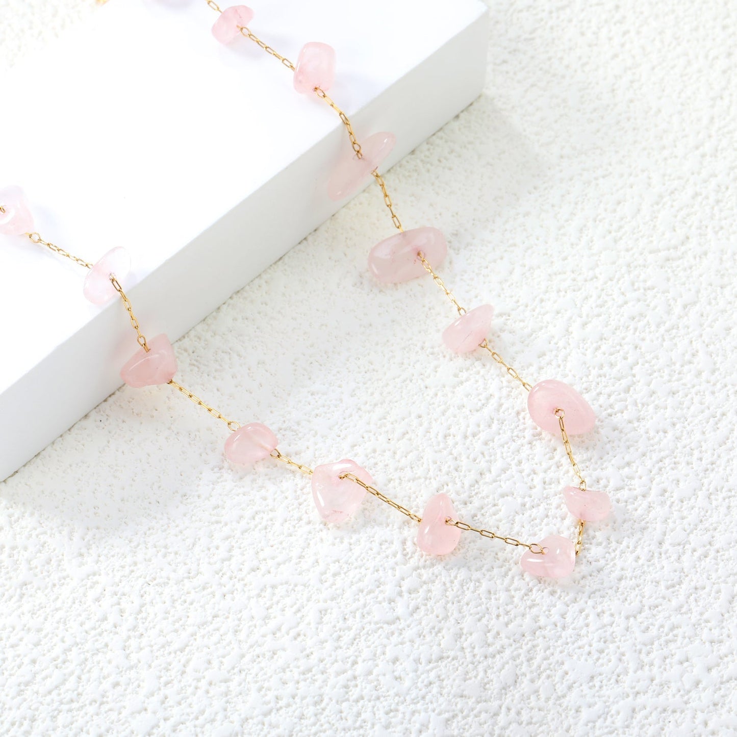 Bulk PVD Gold Stainless Steel Pink Crystal Stone Jewelry