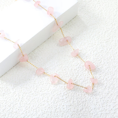 Bulk PVD Gold Stainless Steel Pink Crystal Stone Jewelry