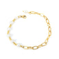 Bulk Pearl & Paperclip Bracelet 304L Steel Gold Plated 3mm Beads + 6mm Faux Pearl
