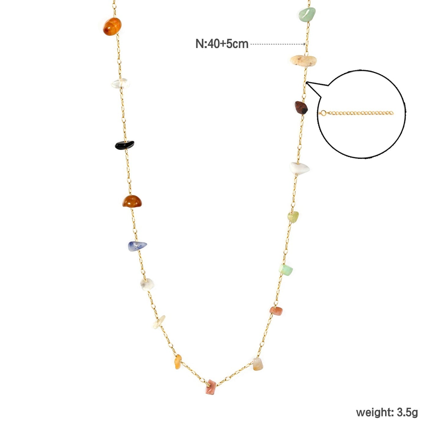 Bulk Stainless Steel Natural Stone Necklace | Rainbow Chip Jewelry Supplier
