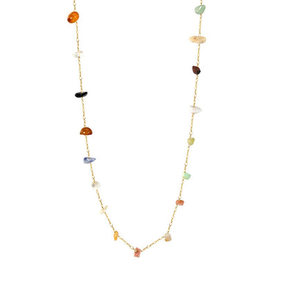 Bulk Stainless Steel Natural Stone Necklace | Rainbow Chip Jewelry Supplier