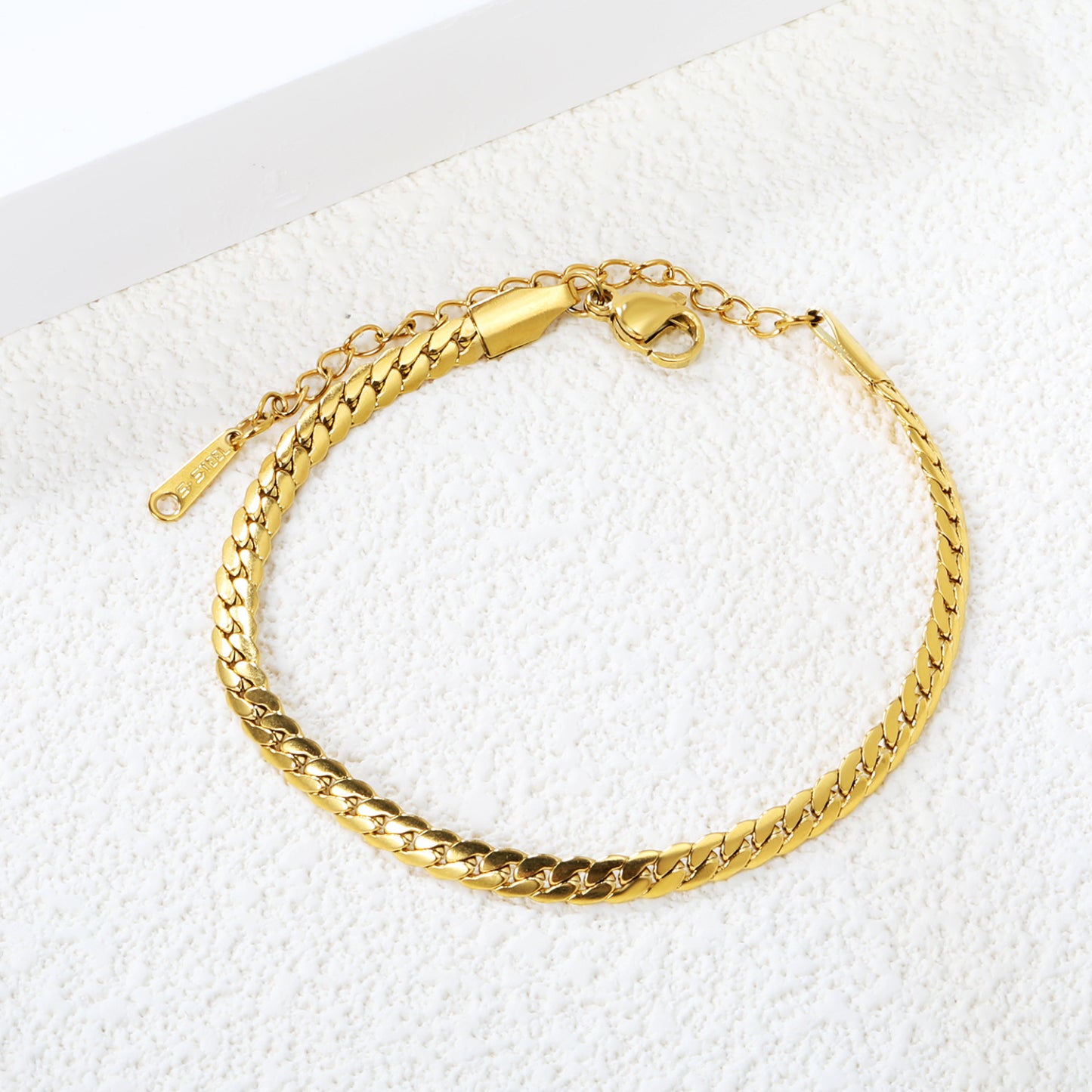 Bulk Vintage Wide Fishbone Bracelet 304L Steel Gold Plated 1.2x3.7mm Links