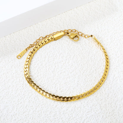 Bulk Vintage Wide Fishbone Bracelet 304L Steel Gold Plated 1.2x3.7mm Links