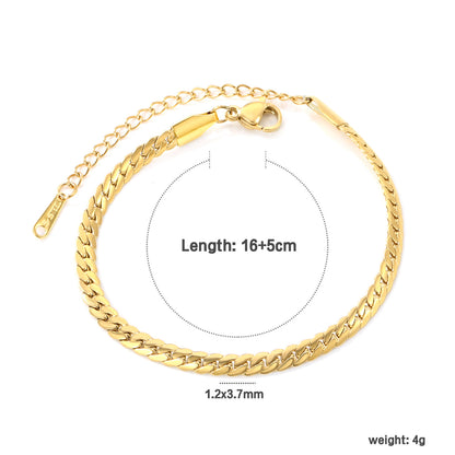 Bulk Vintage Wide Fishbone Bracelet 304L Steel Gold Plated 1.2x3.7mm Links