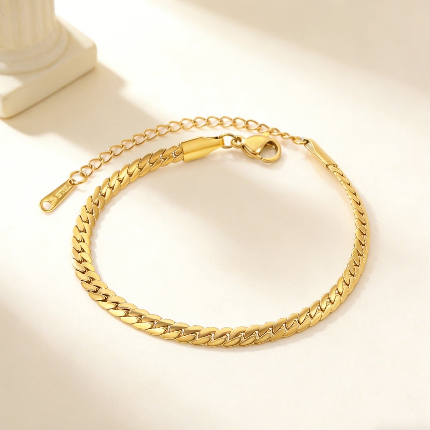 Bulk Vintage Wide Fishbone Bracelet 304L Steel Gold Plated 1.2x3.7mm Links