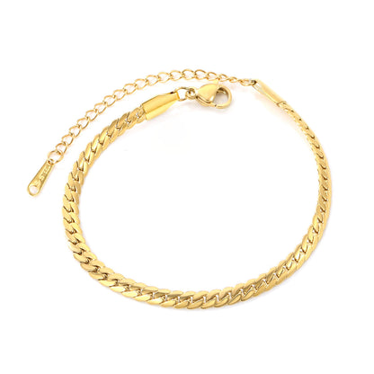 Bulk Vintage Wide Fishbone Bracelet 304L Steel Gold Plated 1.2x3.7mm Links