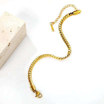 Bulk Vintage Wide Fishbone Bracelet 304L Steel Gold Plated 1.2x3.7mm Links