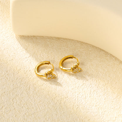 Bulk 18K Gold Plated Airy Hollow Butterfly Zircon Hoop EarringsClose-ups of the gold plating and details