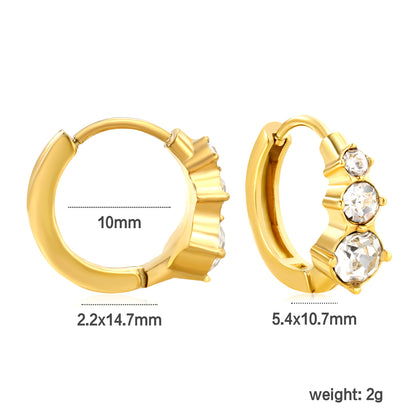 Bulk 18K Gold Plated Asymmetrical Round Zircon Hoop Earringsdimension diagram with measurements
