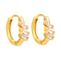 Bulk 18K Gold Plated Asymmetrical Square Zircon Hoop EarringsHigh-resolution on white background