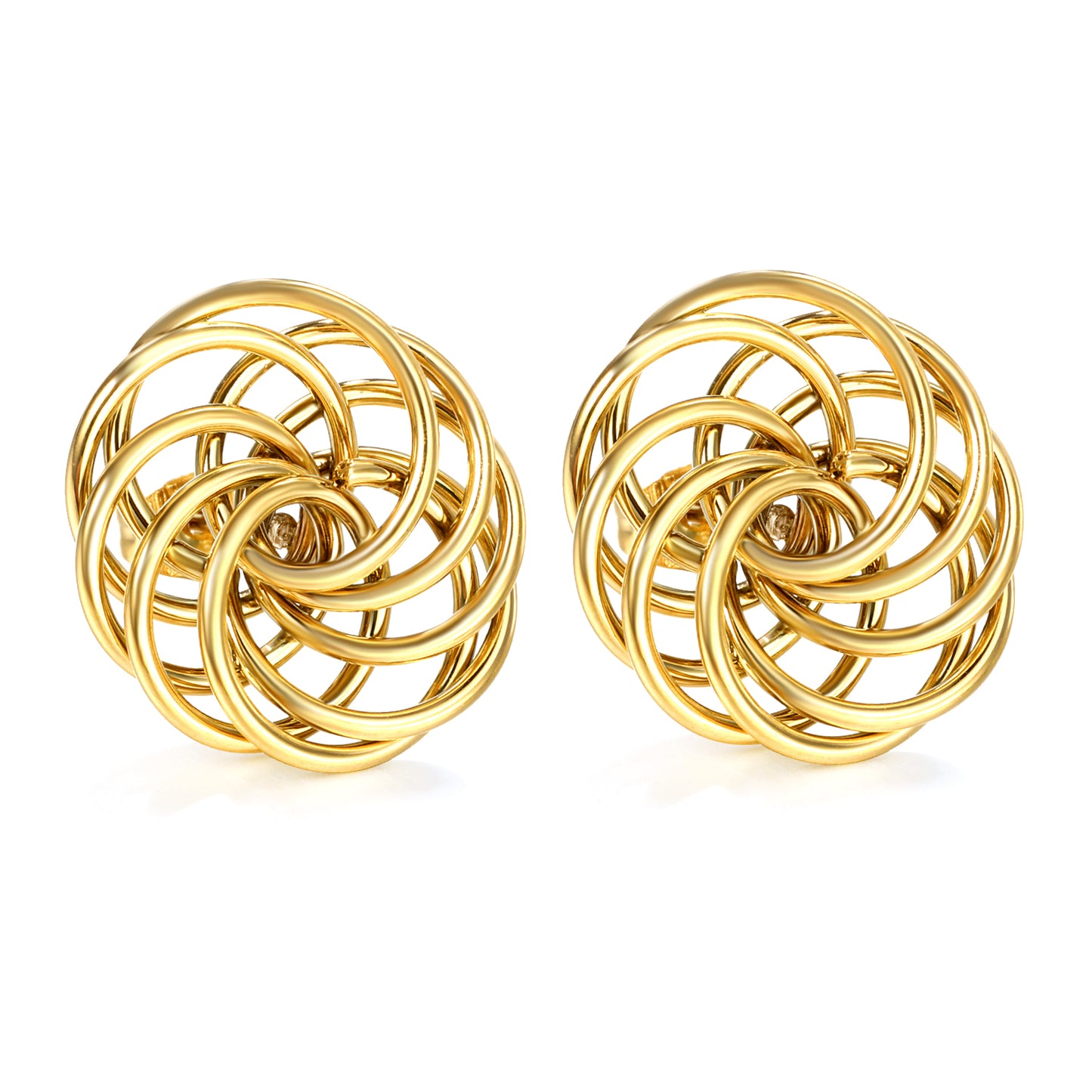 Bulk 18K Gold Plated Botanical Circular Wreath Stud EarringsHigh-resolution on white background