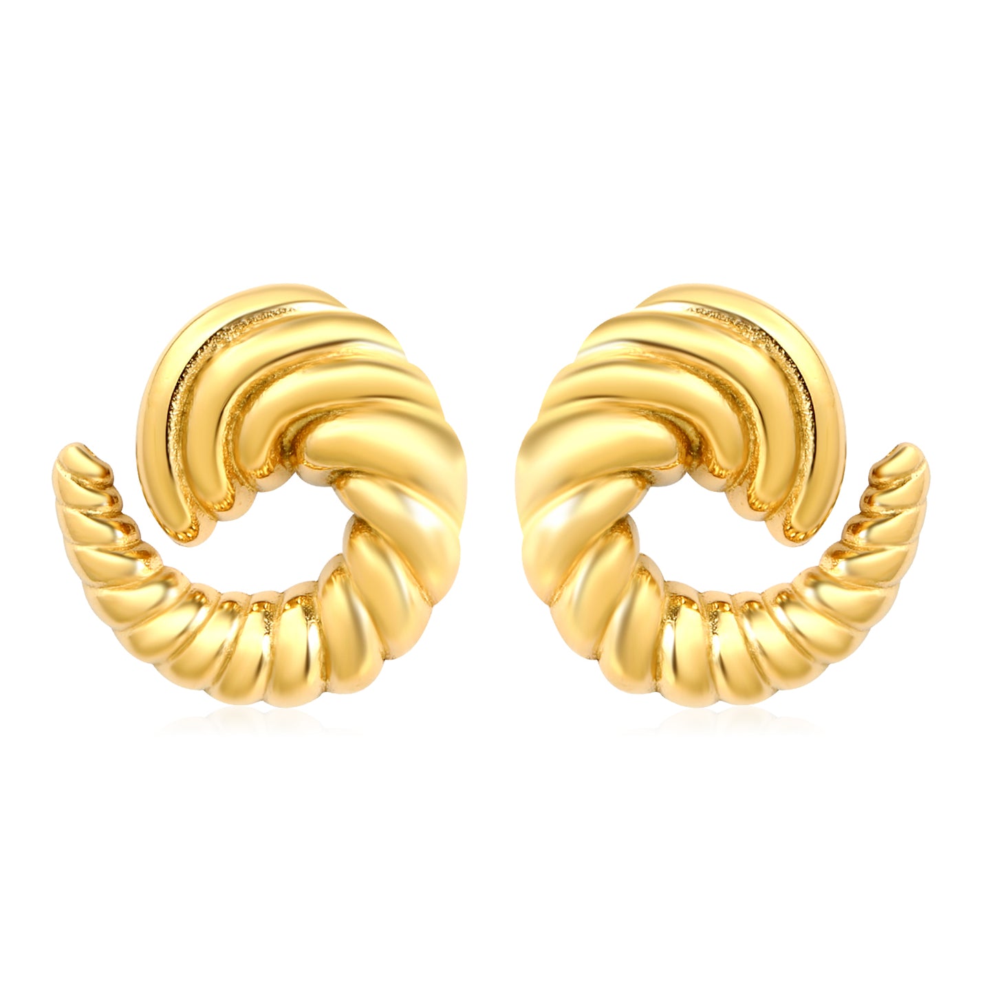 Bulk 18K Gold Plated Celestial Spiral Horn Stud EarringsHigh-resolution on white background