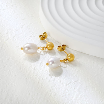 Bulk 18K Gold Plated Classic Pearl & Bead Drop StudsHigh-resolution Lifestyle Photos